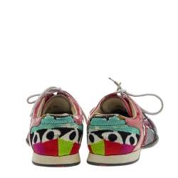 Prada Sport Multicolor Fabric And Patent Leather Low Top Sneakers Size 38.5