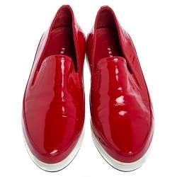 Pre Owned Prada Sport Red Patent Leather Slip-On Sneakers Size 38