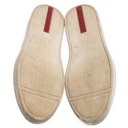 Pre Owned Prada Sport Black Leather Eyelet Embellished Slip-On Sneakers Size 38