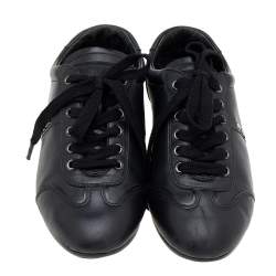 Pre Owned Prada Sport Black Leather Low Top Sneakers Size 37
