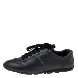 Pre Owned Prada Sport Black Leather Low Top Sneakers Size 37