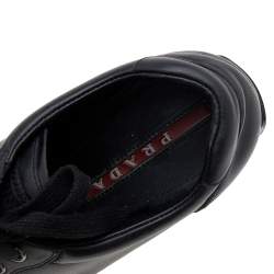Pre Owned Prada Sport Black Leather Low Top Sneakers Size 37
