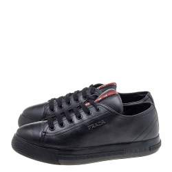 Prada Sport Black Leather Low Top Sneakers Size 35