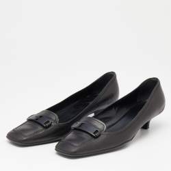 Pre Owned Prada Sport Black Leather Loafer Pumps Size 37