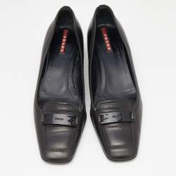 Pre Owned Prada Sport Black Leather Loafer Pumps Size 37