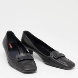 Pre Owned Prada Sport Black Leather Loafer Pumps Size 37
