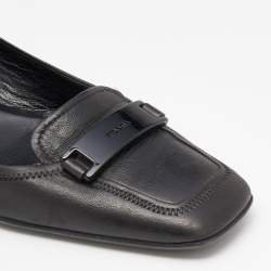 Pre Owned Prada Sport Black Leather Loafer Pumps Size 37