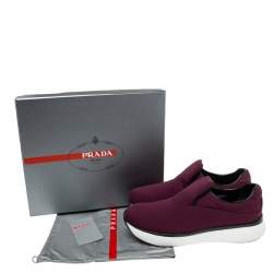 Pre Owned Prada Sport Burgundy Nylon Slip On Sneakers Size 37.5