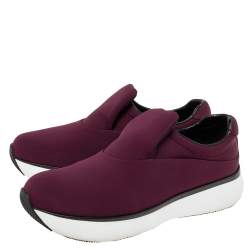 Pre Owned Prada Sport Burgundy Nylon Slip On Sneakers Size 37.5