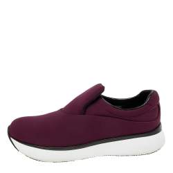 Pre Owned Prada Sport Burgundy Nylon Slip On Sneakers Size 37.5
