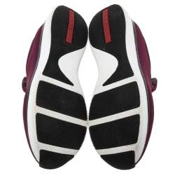 Pre Owned Prada Sport Burgundy Nylon Slip On Sneakers Size 37.5