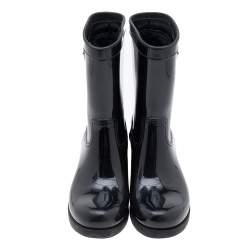 Pre Owned Prada Black Rubber Rain Boots Size 37