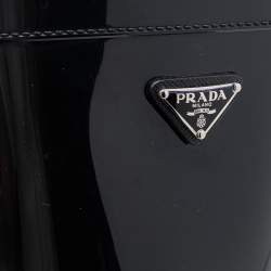 Pre Owned Prada Black Rubber Rain Boots Size 37