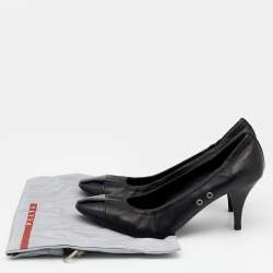 Pre Owned Prada Sport Black Patent and Leather Cap Toe Pumps Size 38
