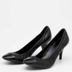 Pre Owned Prada Sport Black Patent and Leather Cap Toe Pumps Size 38