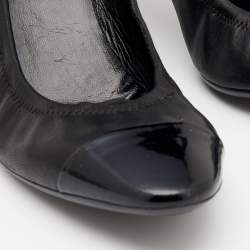 Pre Owned Prada Sport Black Patent and Leather Cap Toe Pumps Size 38