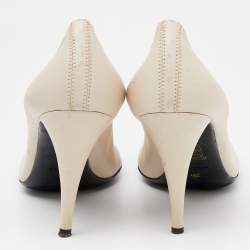 Pre Owned Prada Sport Beige/Black Patent and Leather Cap Toe Pumps Size 39.5