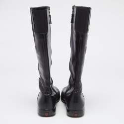 Pre Owned Prada Sport Black Leather Calzature Donna Calf Length Boots Size 37.5