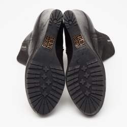 Pre Owned Prada Sport  Black Nubuck Leather Wedge Ankle Boots Size 36.5