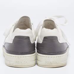 Pre Owned Prada Sport White/Grey Leather Low-Top Sneakers Size 39.5