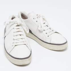 Pre Owned Prada Sport White/Grey Leather Low-Top Sneakers Size 39.5