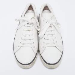 Pre Owned Prada Sport White/Grey Leather Low-Top Sneakers Size 39.5