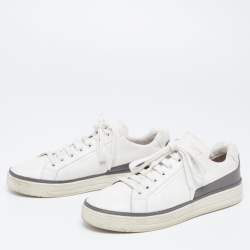 Pre Owned Prada Sport White/Grey Leather Low-Top Sneakers Size 39.5