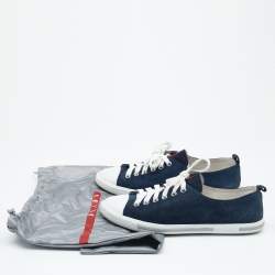 Pre Owned Prada Sport Navy Blue Suede Low Top Sneakers Size 38