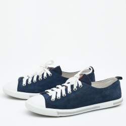 Pre Owned Prada Sport Navy Blue Suede Low Top Sneakers Size 38
