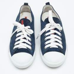 Pre Owned Prada Sport Navy Blue Suede Low Top Sneakers Size 38