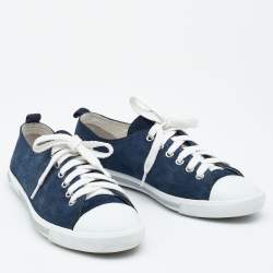 Pre Owned Prada Sport Navy Blue Suede Low Top Sneakers Size 38