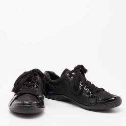 Pre Owned Prada Sport Black Patent Leather and Neoprene Low-Top Sneakers Size 39