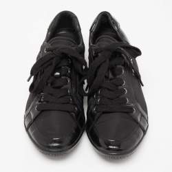 Pre Owned Prada Sport Black Patent Leather and Neoprene Low-Top Sneakers Size 39