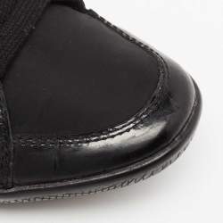 Pre Owned Prada Sport Black Patent Leather and Neoprene Low-Top Sneakers Size 39