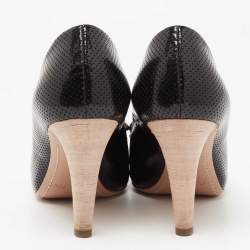 Pre Owned Prada Sport Black Patent Leather Peep Toe Pumps Size 37