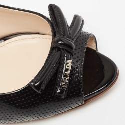 Pre Owned Prada Sport Black Patent Leather Peep Toe Pumps Size 37
