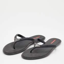 Pre Owned Prada Sport Black Rubber Thong Flats Size 38
