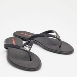 Pre Owned Prada Sport Black Rubber Thong Flats Size 38