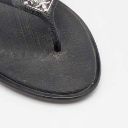 Pre Owned Prada Sport Black Rubber Thong Flats Size 38