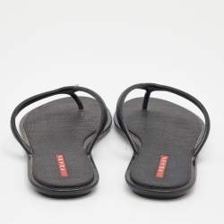 Pre Owned Prada Sport Black Rubber Thong Flats Size 38