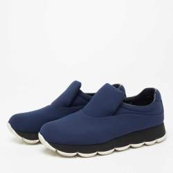 Pre Owned Prada Sport Blue Nylon Slip On Sneakers Size 40.5