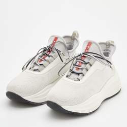 Pre Owned Prada Sport White/Grey Mesh and Neoprene America’s Cup Sneakers Size 36