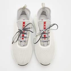 Pre Owned Prada Sport White/Grey Mesh and Neoprene America’s Cup Sneakers Size 36