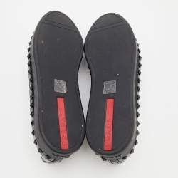 Pre Owned Prada Sport Black Saffiano Patent Leather Studded Slip On Sneakers Size 41