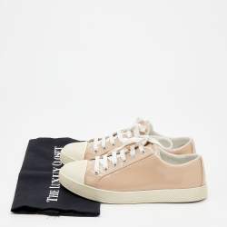Pre Owned Prada Sport Beige Patent Leather Low Top Sneakers Size 38