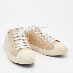 Pre Owned Prada Sport Beige Patent Leather Low Top Sneakers Size 38