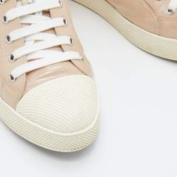 Pre Owned Prada Sport Beige Patent Leather Low Top Sneakers Size 38
