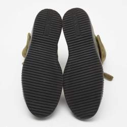 Pre Owned Prada Sport Olive Green/Black Suede and Rubber Lace-Up Ankle Boots Size 38