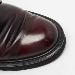 Pre Owned Prada Sport Burgundy/Black Patent Leather Ankle Boots Size 37