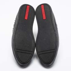 Pre Owned Prada Sport Black Leather Spikes Embellished Slip-On Sneakers Size 37